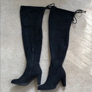 Black Suede Thigh High Boots